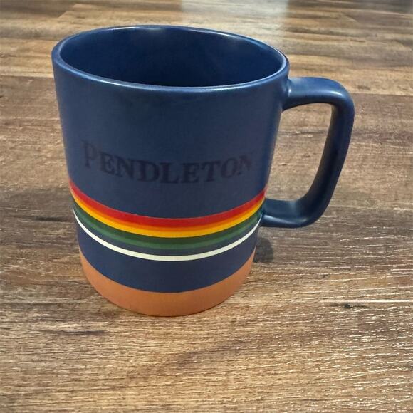 Pendleton Woolen Mills Blue Stoneware Coffee Mug 18oz Stripe National Parks READ - Picture 1 of 8